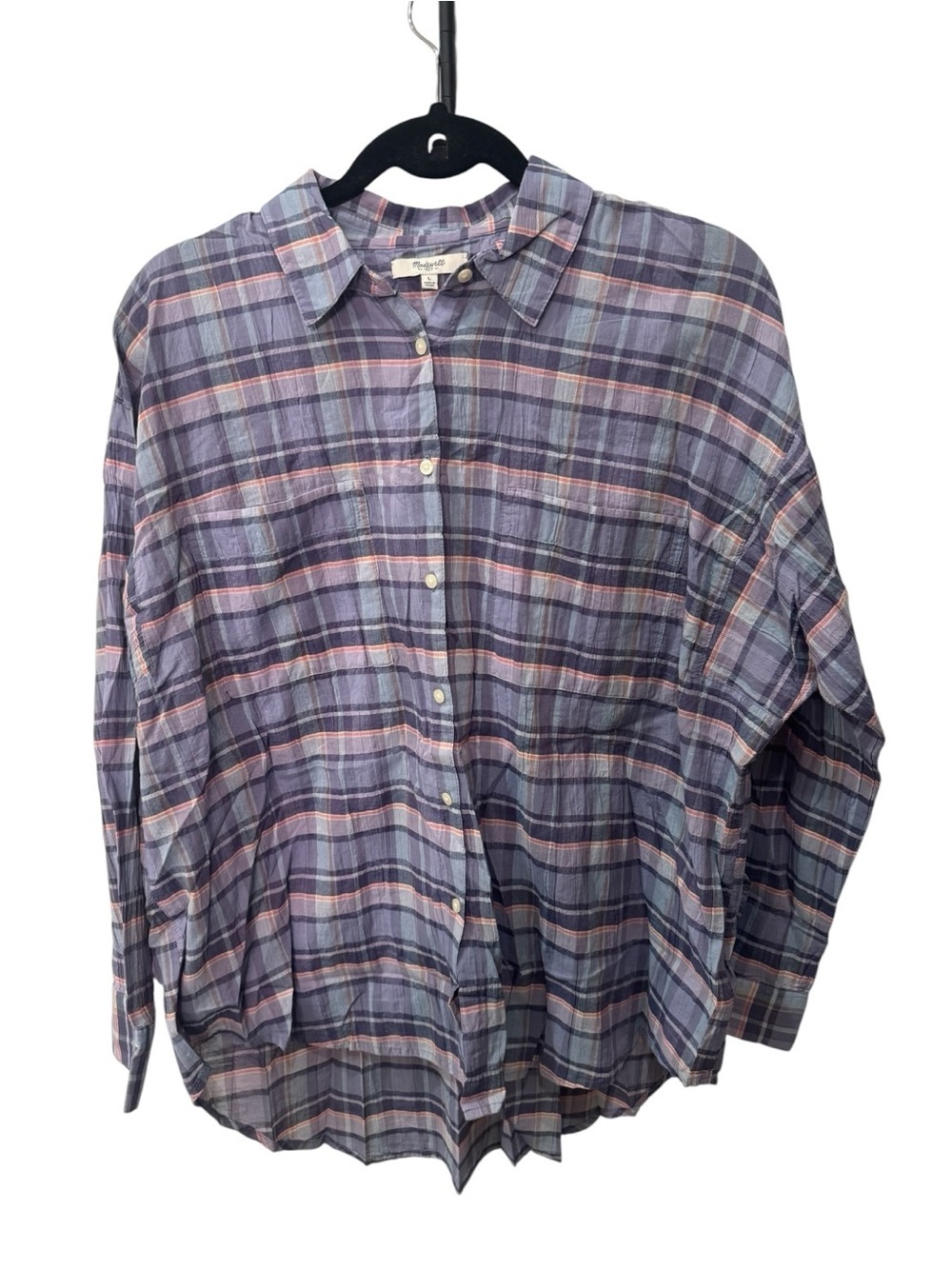 Madewell Shrunken Trapeze Shirt in the "Oakbrook Plaid" women’s size L